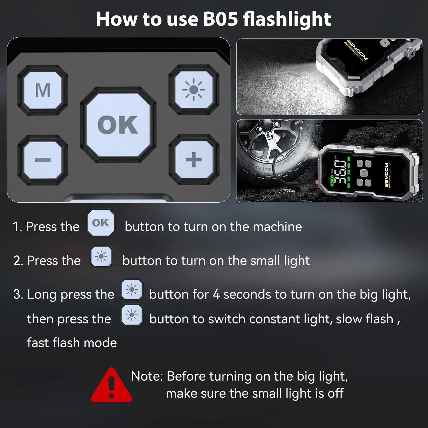 MANDOTOS Car Jump Starter Pro With Air Compressor 6000A 21800mAh LCD Display Portable Booster Charger