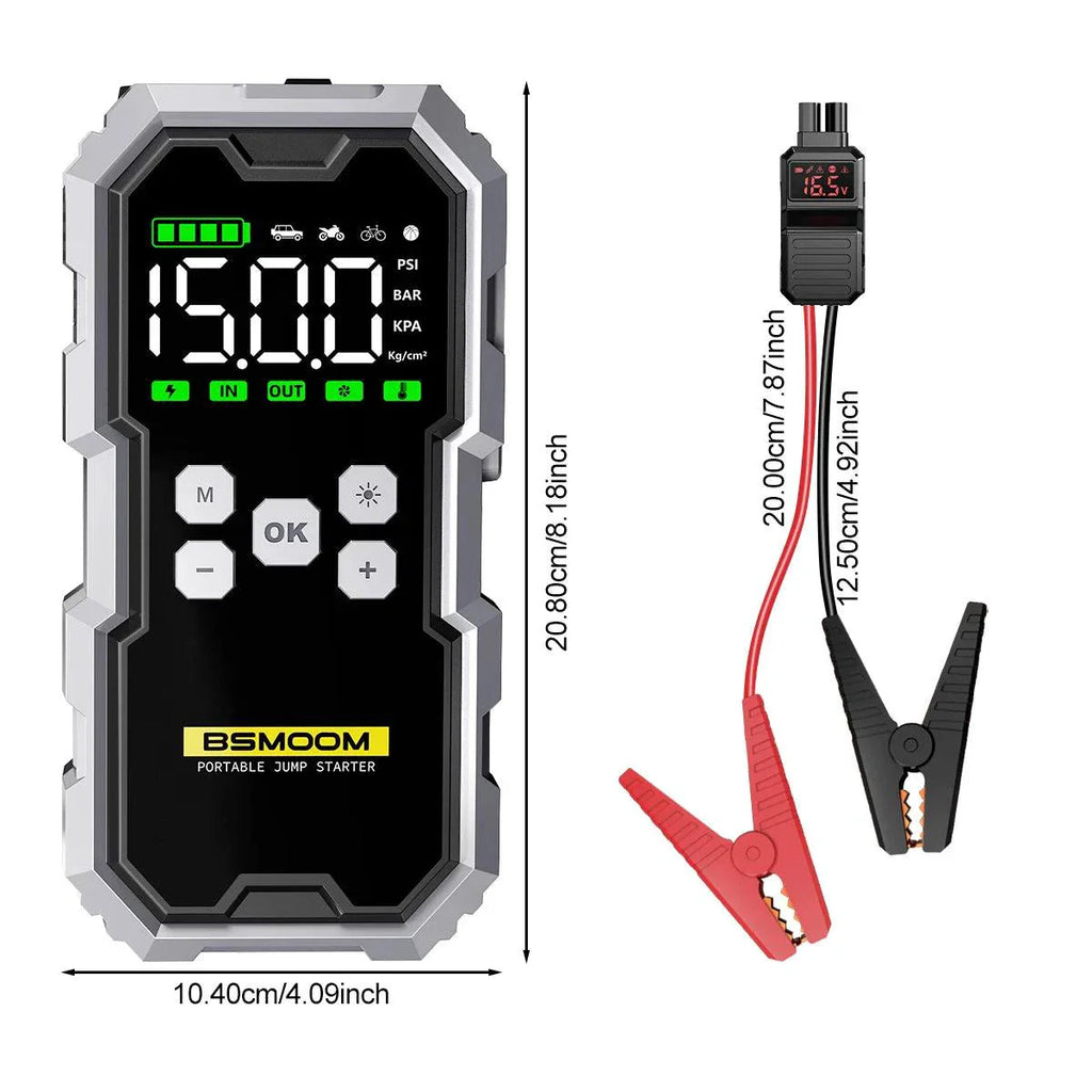MANDOTOS Car Jump Starter Pro With Air Compressor 6000A 21800mAh LCD Display Portable Booster Charger