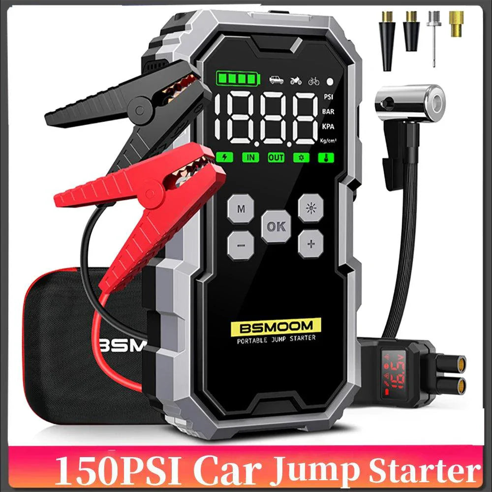 MANDOTOS Car Jump Starter Pro With Air Compressor 6000A 21800mAh LCD Display Portable Booster Charger