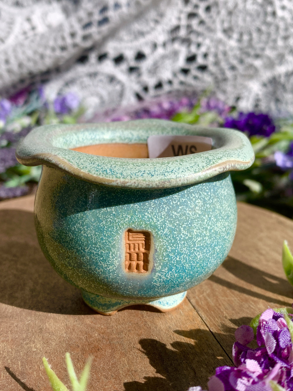 WS0011 Handmade Artisan Pottery Planter Pot - Pot rim diameter: 1.8"