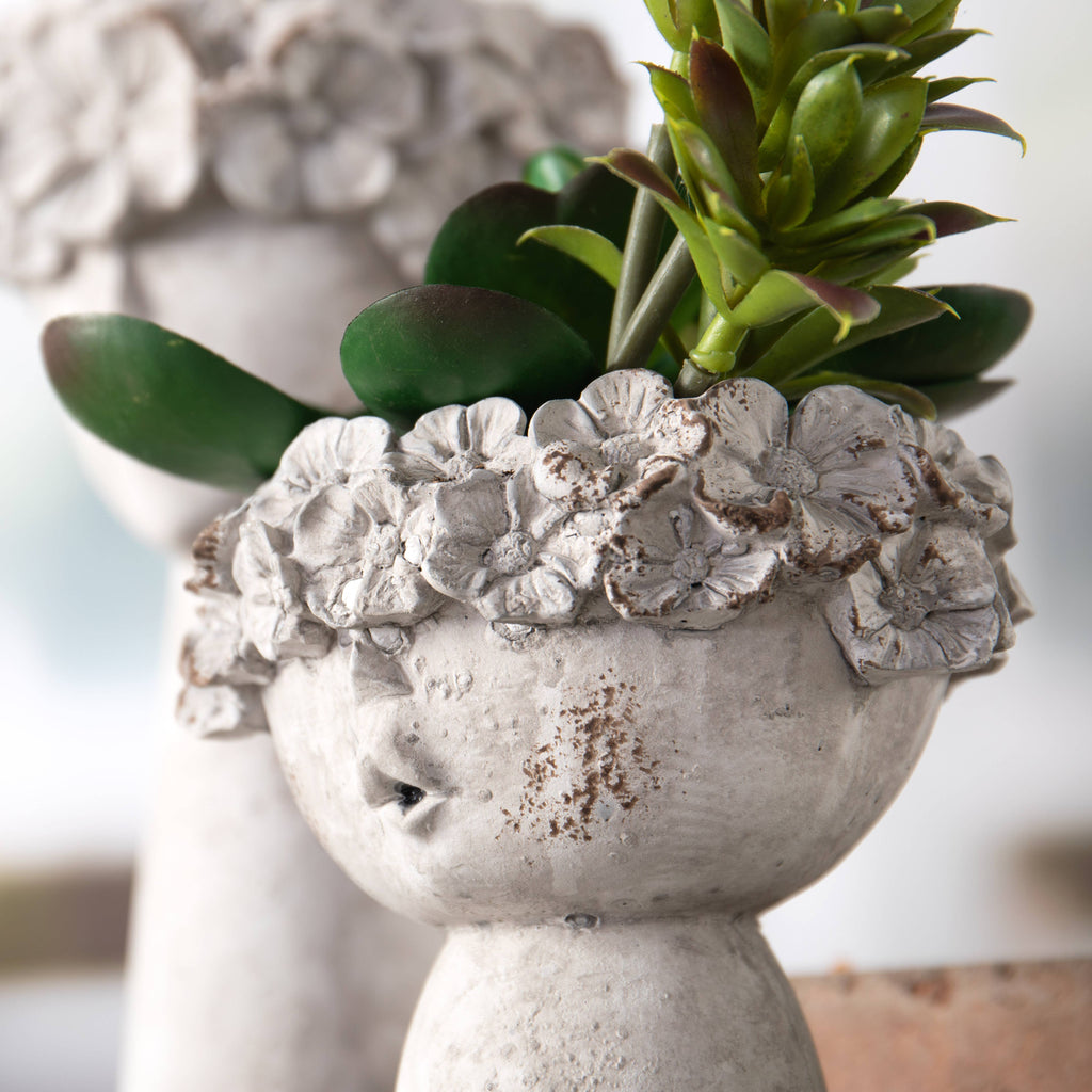Round Cement Head Planter