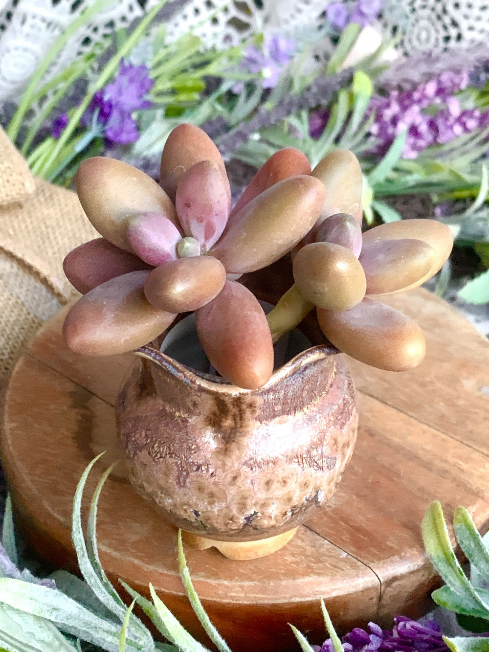 SC-SN0015 Rustic Handmade Clay Planter Pot - Pot rim diameter: 1.8"