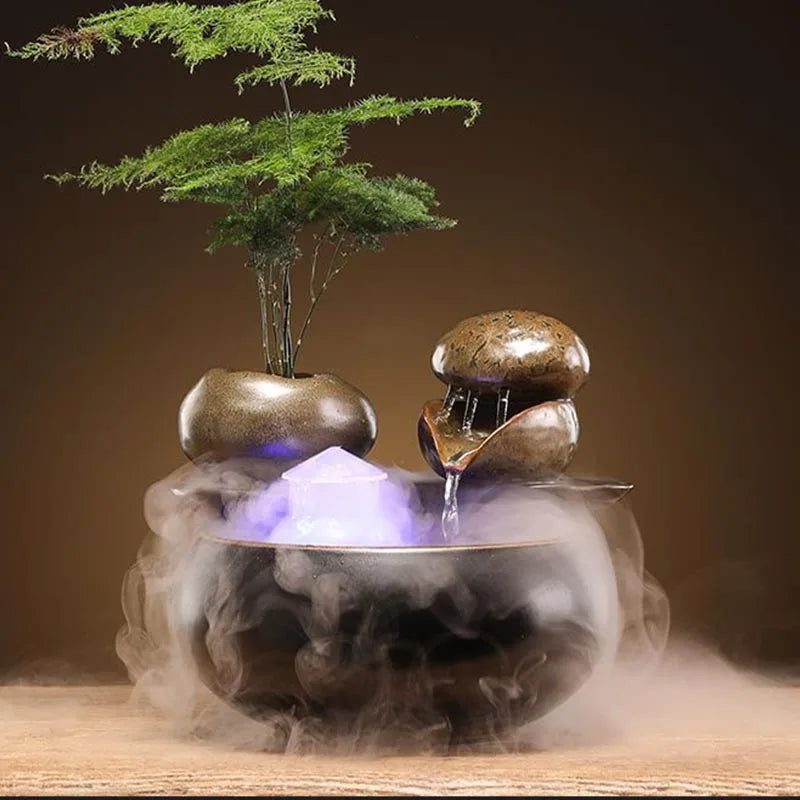 Indoor Tabletop Waterfall Fountain Wealth Attracting for Office Desk Water Fountain Decorative Lightweight