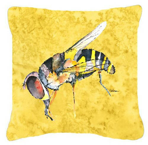 Bee on Yellow   Canvas Throw Pillow - 14x14 Decorative Pillow – Art for Your Home & Patio 8851PW1414