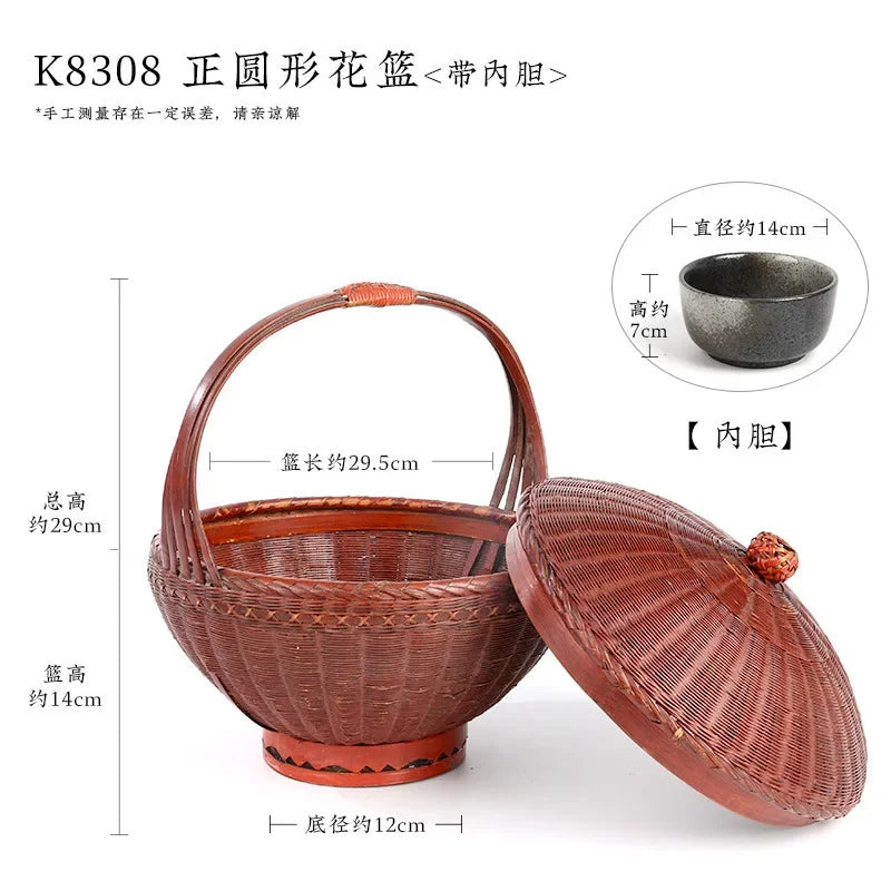 Hand-Woven Ancient Chinese Bamboo Flower Basket – Scholar Studio Ikebana Vessel
