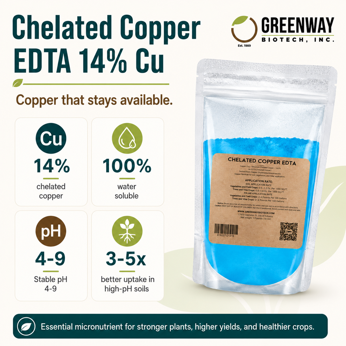 Chelated Copper EDTA Fertilizer 14% Cu