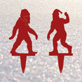 Christmas Bigfoot with Santa Hat Set of 2 Yard Stakes