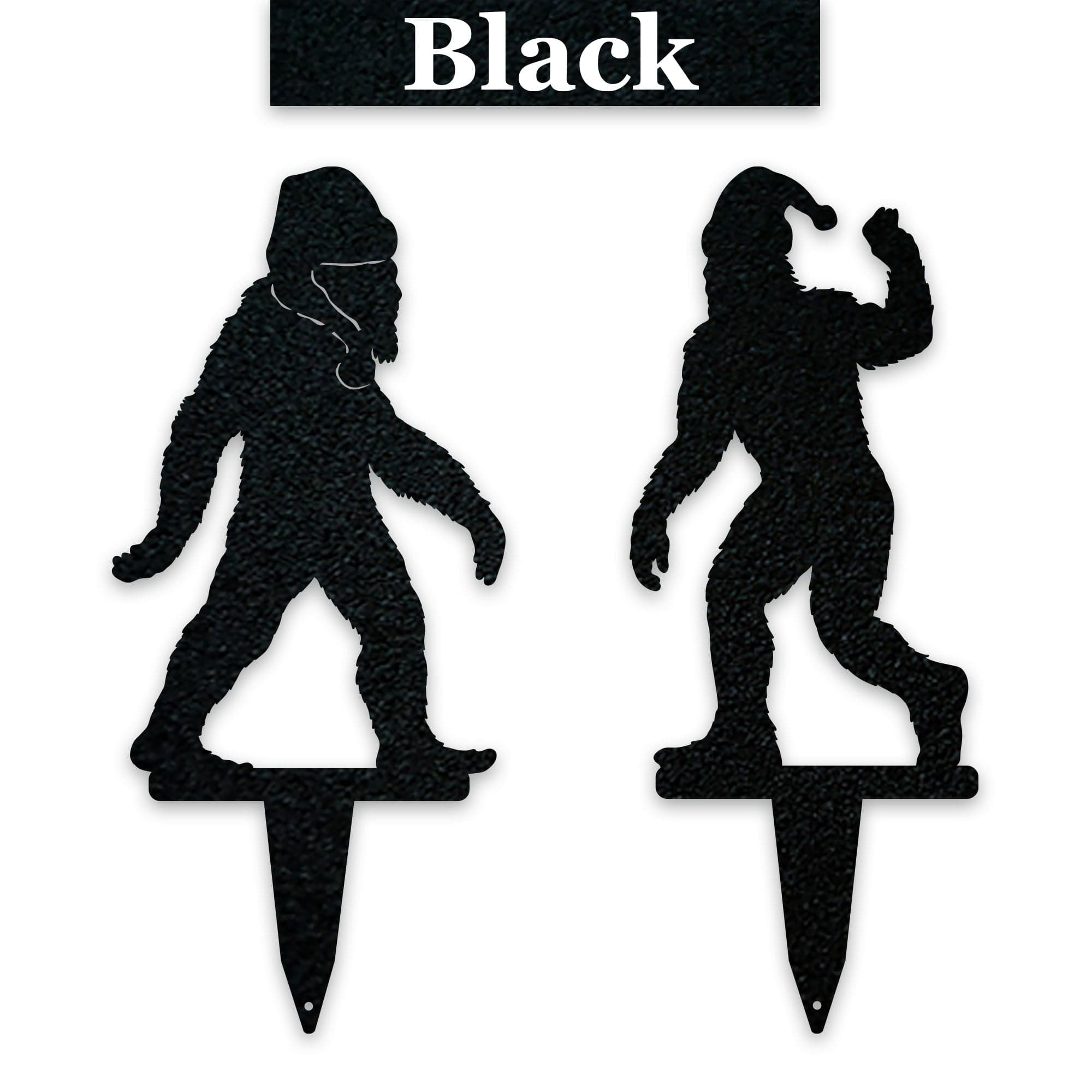 Christmas Bigfoot with Santa Hat Set of 2 Yard Stakes