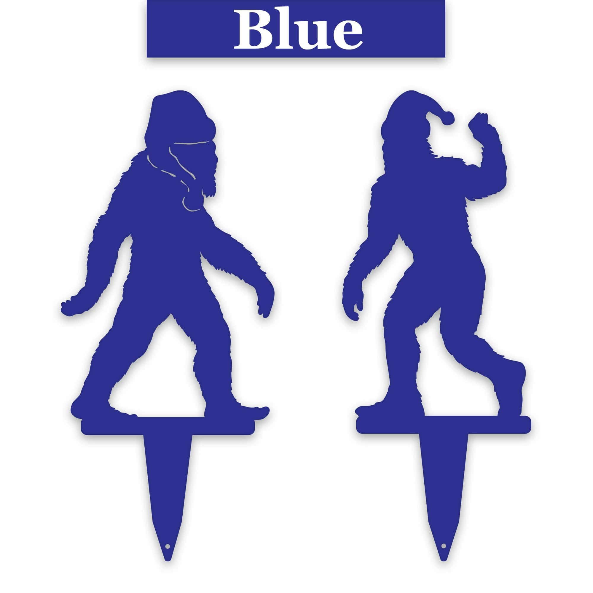 Christmas Bigfoot with Santa Hat Set of 2 Yard Stakes