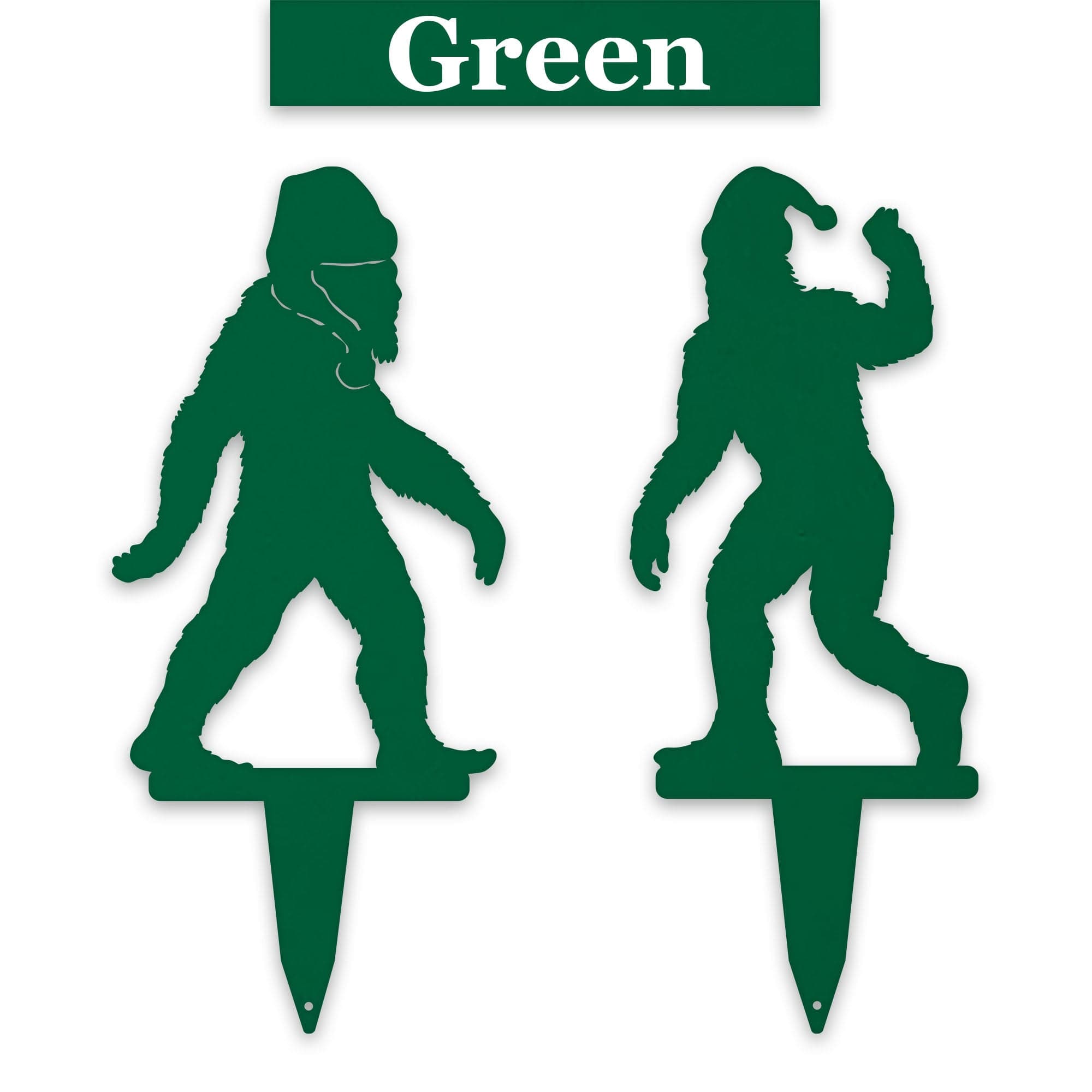Christmas Bigfoot with Santa Hat Set of 2 Yard Stakes