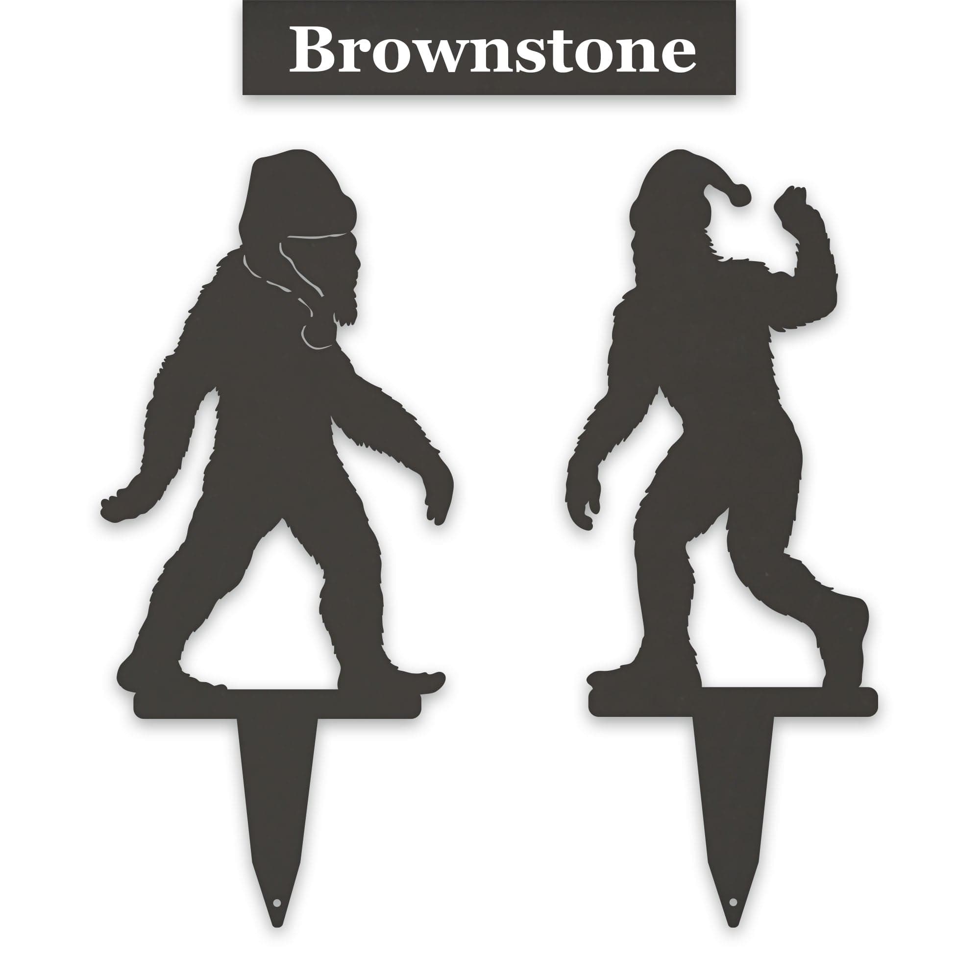 Christmas Bigfoot with Santa Hat Set of 2 Yard Stakes