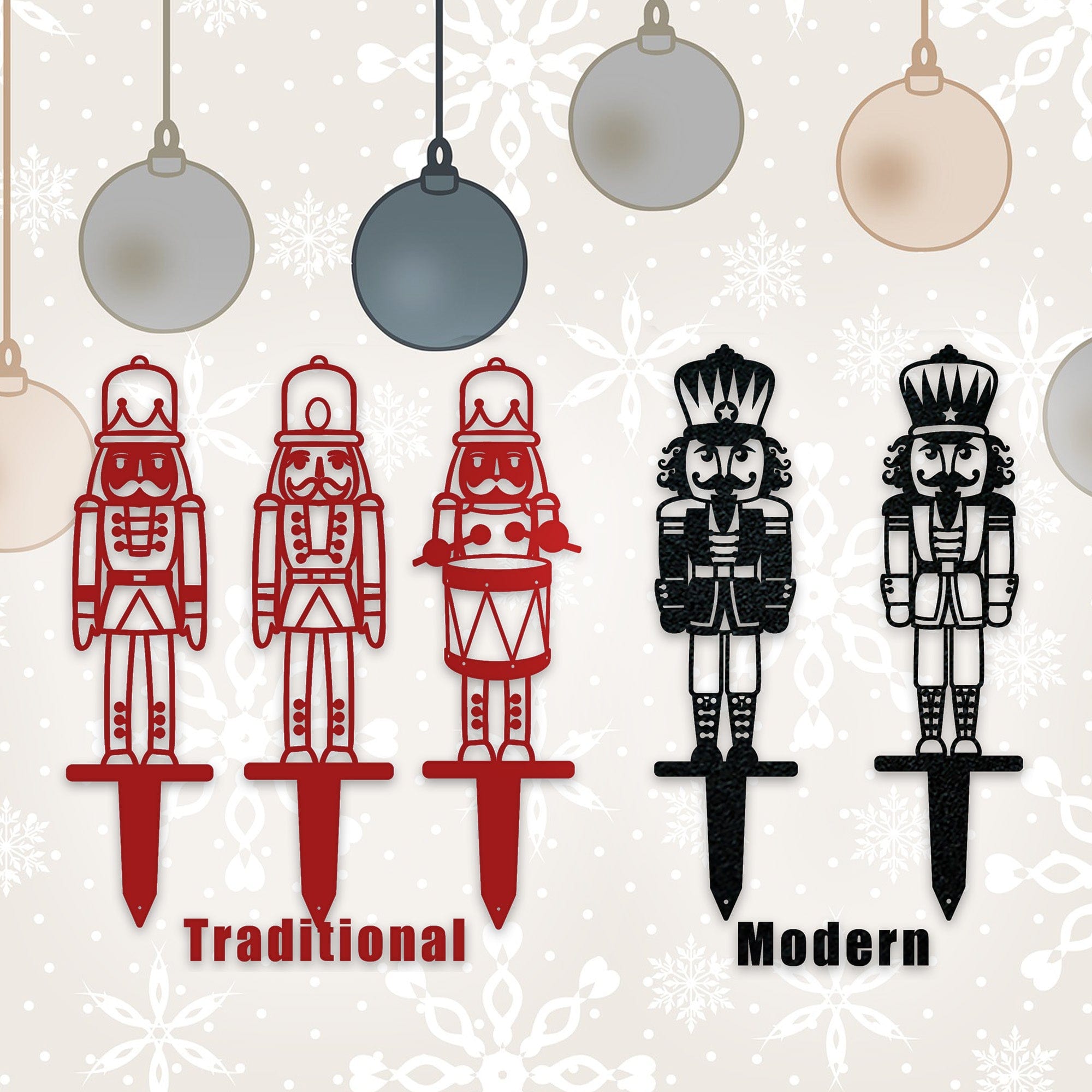Christmas Nutcracker Holiday Yard Stakes, Traditional or Modern Designs