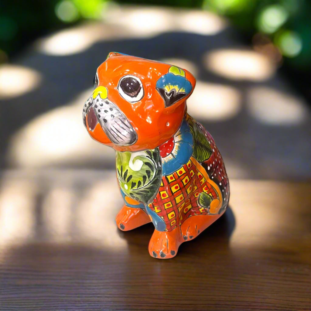 Talavera Bulldog Statue | Colorful Handmade Mexican Art