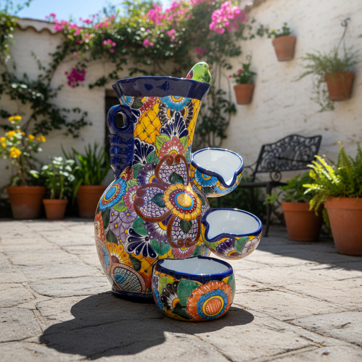 Colorful Talavera Fountain | Mexican Ceramic Water Feature