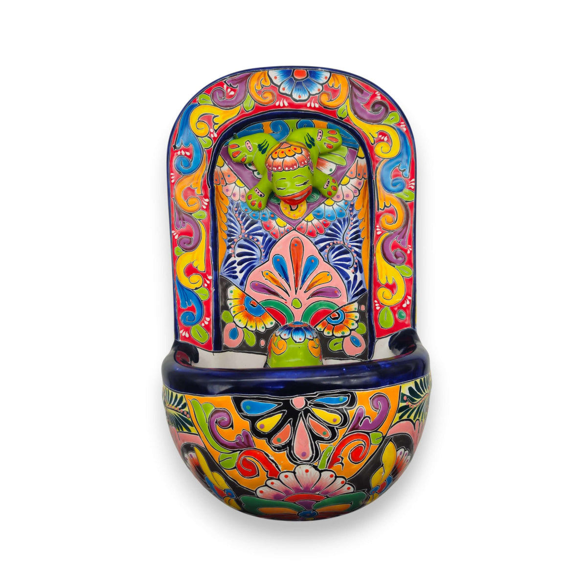 Colorful Talavera Wall Fountain | Mexican Ceramic Water Feature