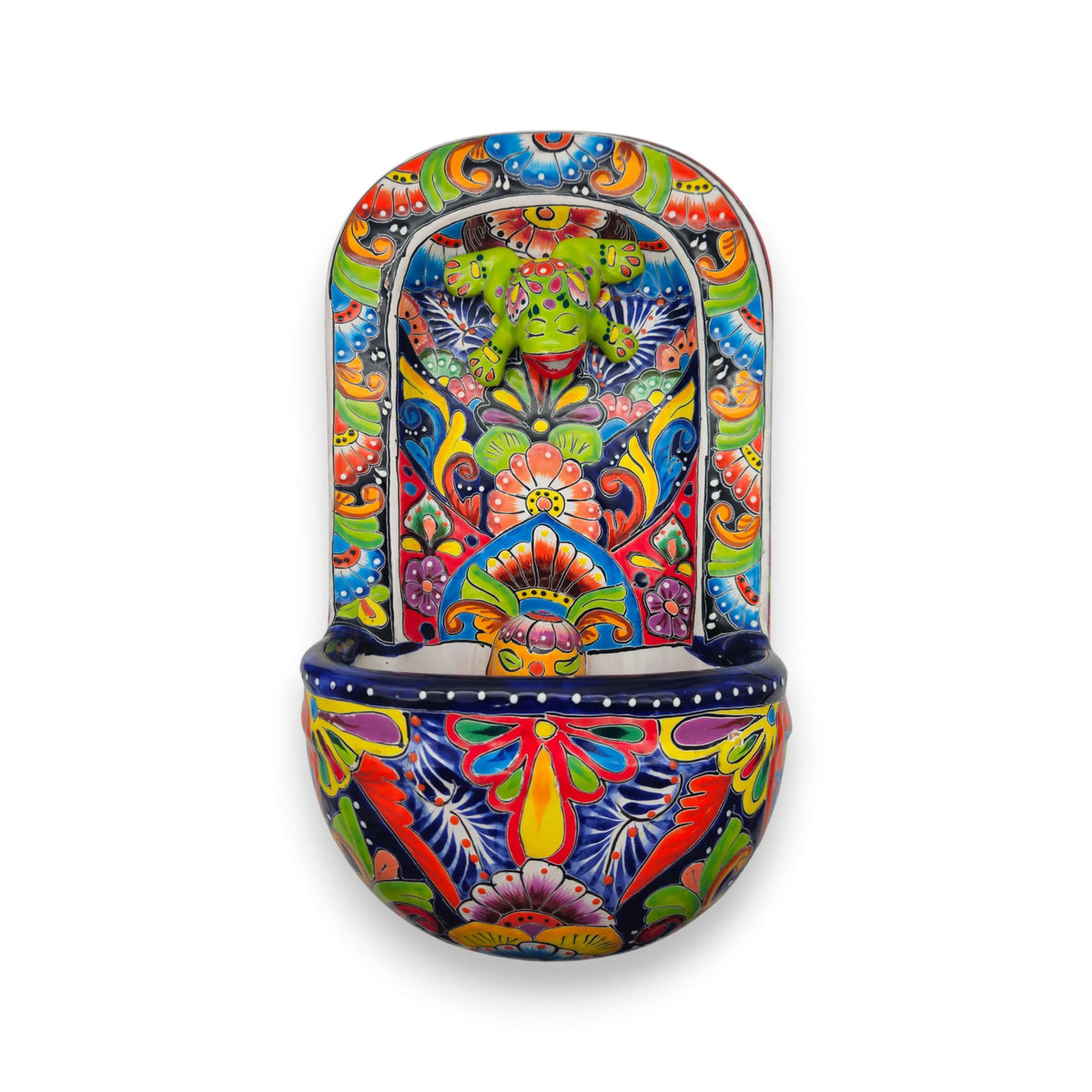 Colorful Talavera Wall Fountain | Mexican Ceramic Water Feature
