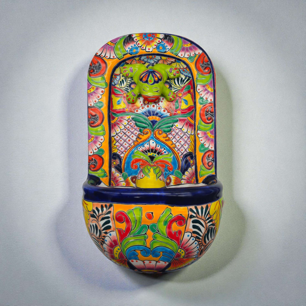 Colorful Talavera Wall Fountain | Mexican Ceramic Water Feature