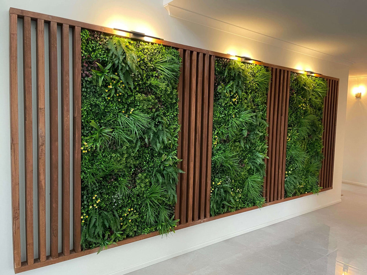 Country Fern Artificial Vertical Garden Green Wall Panel 40×40in 11 SQ FT – UV Resistant – Commercial Grade