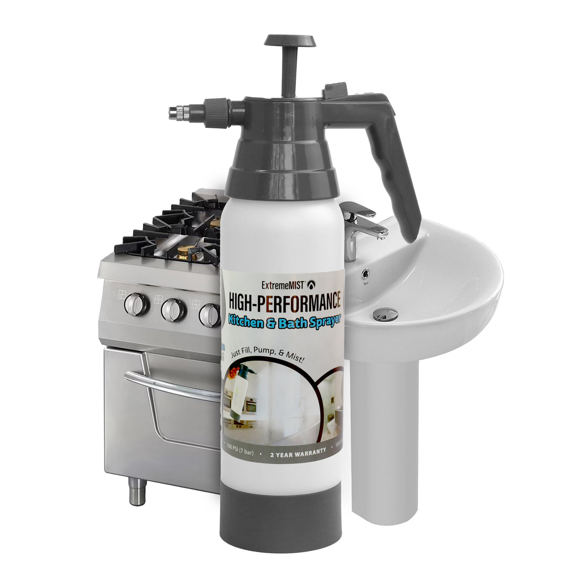 Kitchen & Bath Fine Mist Cleaning Sprayer – Refillable Pump-Up Spray Bottle for Deep Cleaning, Bathroom & Home Use