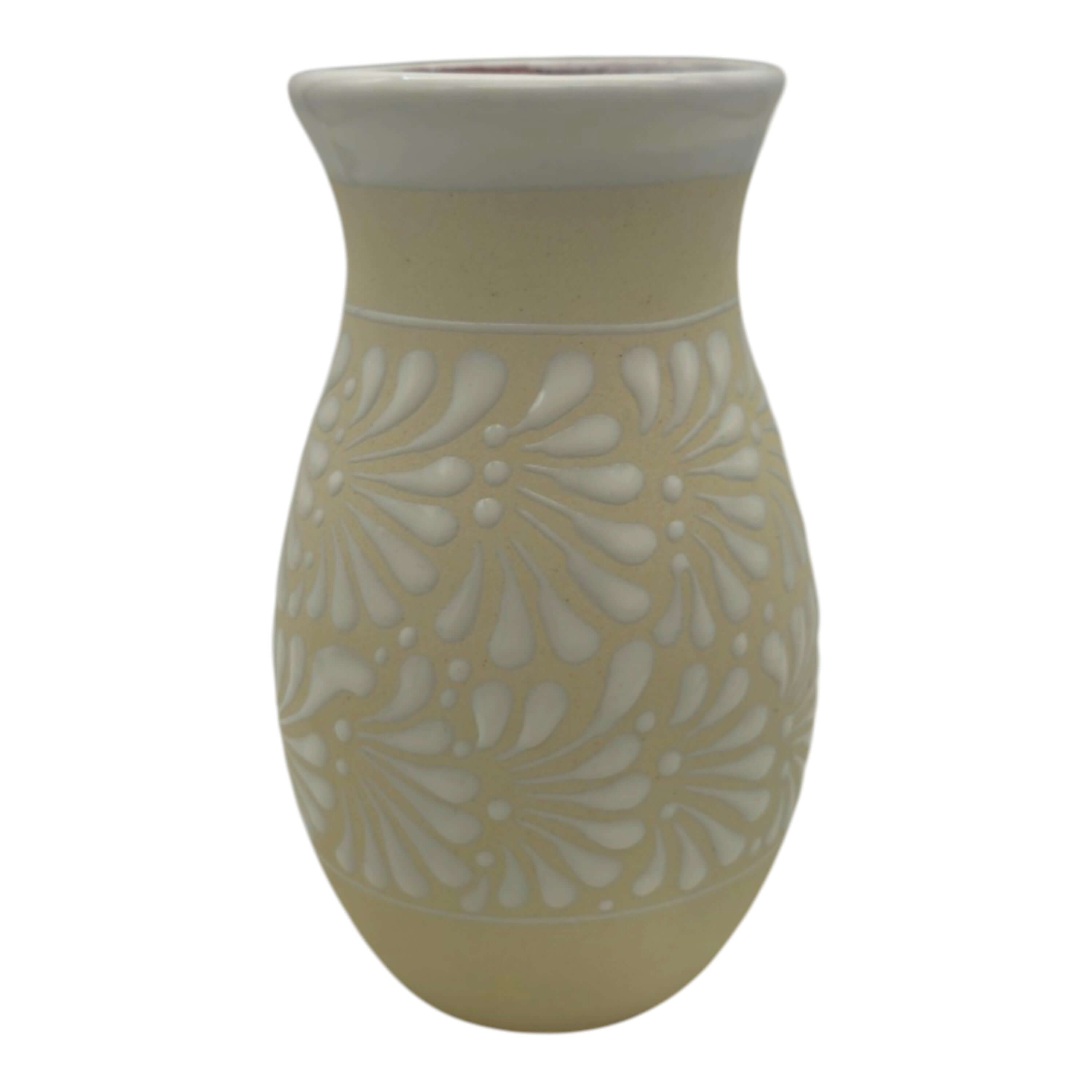 Cream & White Talavera Vase | Handmade Floral Pottery