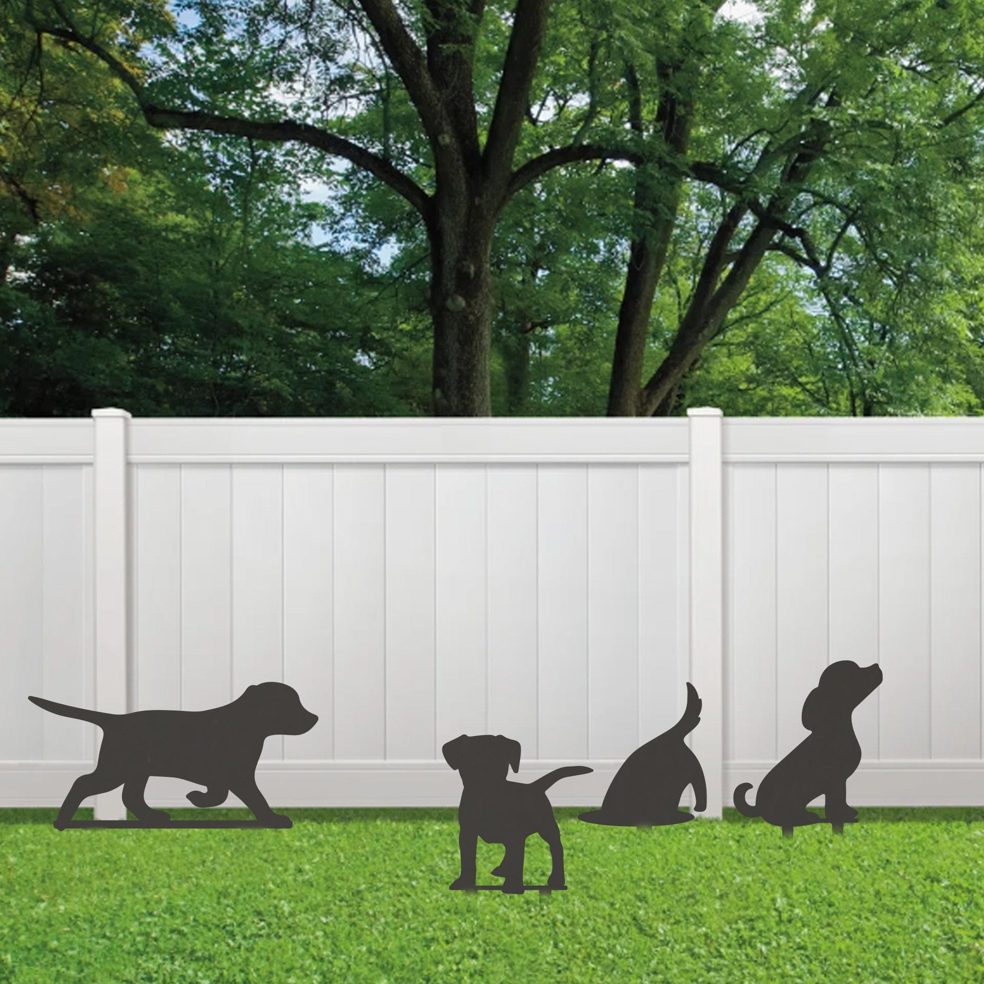 Curious Puppy Garden Stakes - Durable Metal Garden Decor | Colorful Lawn Accessories