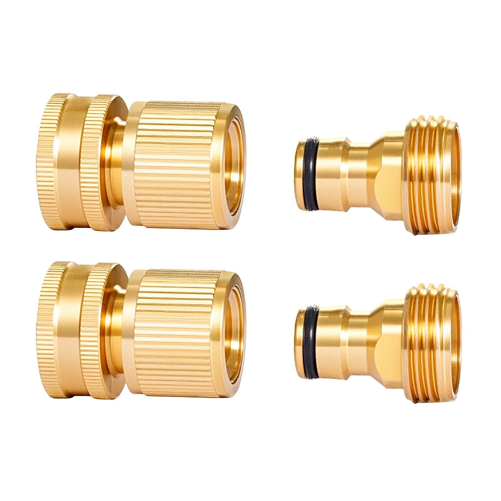 2 Set 3/4" Garden Hose Quick Connect Solid Brass Water Hose Fitting Female Male