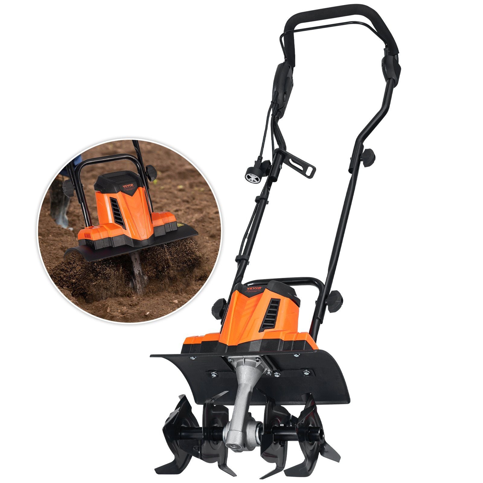 10 Amp Electric Tiller, 14" Tilling Width 3.94" Tilling Depth Corded Electric Tiller/Cultivator, Steel Mn Tines, Rototiller for Garden Lawn Soil Digging