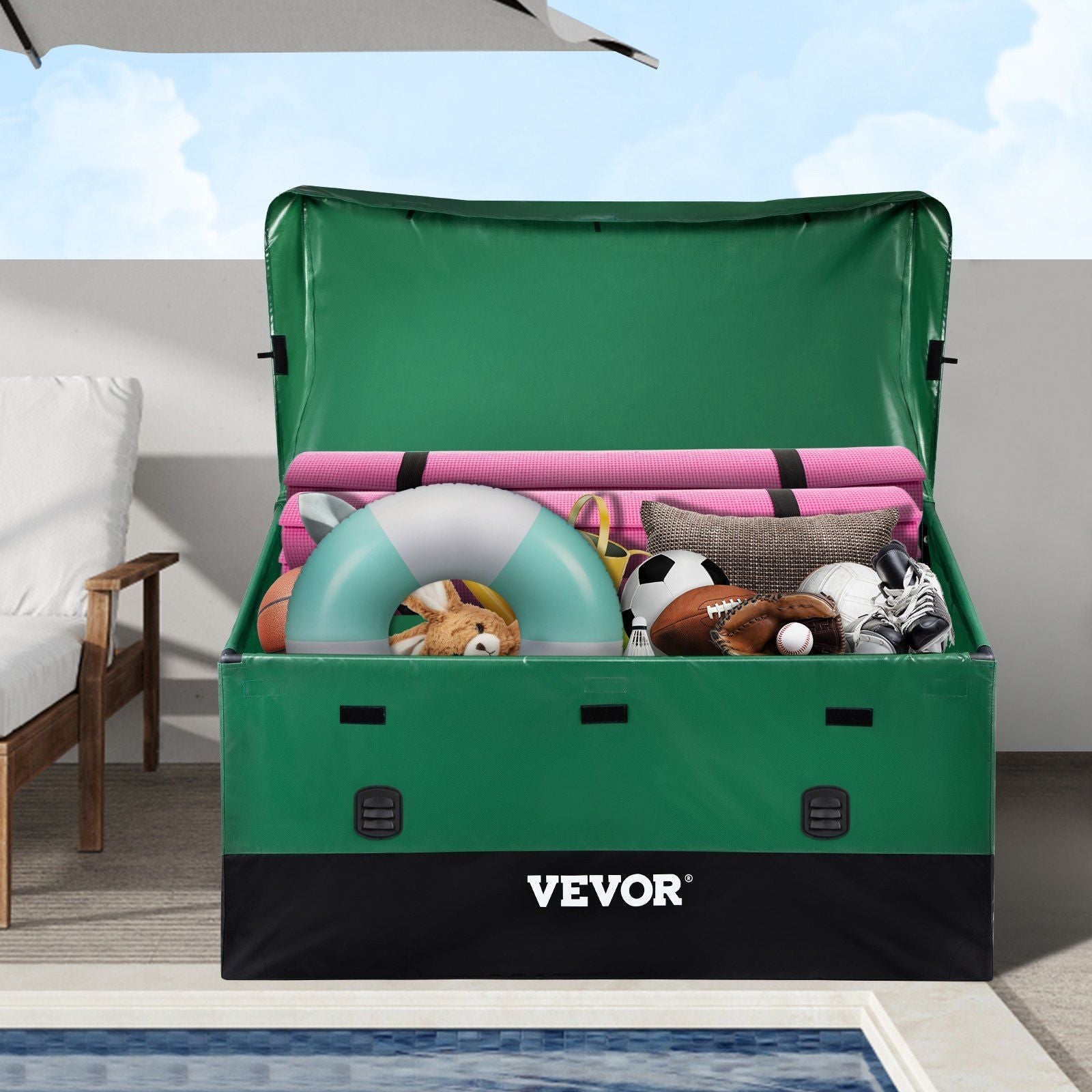 Outdoor Storage Box Patio Deck Box 230 Gallon Waterproof PE Tarpaulin