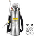 3Gal Stainless Steel Sprayer, Set with 20" Wand& Handle& 3FT Reinforced Hose, Hand Pump Sprayer with Pressure Gauge&Safety Valve, Adjustable Nozzle Suitable for Gardening and Sanitizing