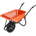 Electric Wheelbarrow Cart, 500W Powered Utility Garden Wagon Dump Cart, 4 Cu. Ft. Load & 330 lbs Capacity with Metal Handle & 16" Track Wheels, One Wheel Barrow Yard Cart & Wagons for Lawn Farm
