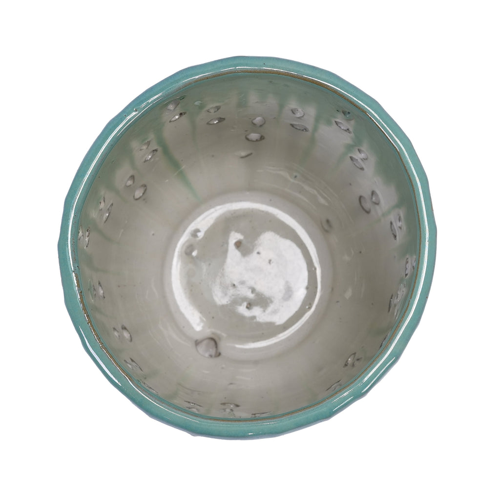 Set of 2 Ceramic Flowerpot with Drainage Hole, 8' Modern Planter for Patio, Garden, Windowsill - White Green