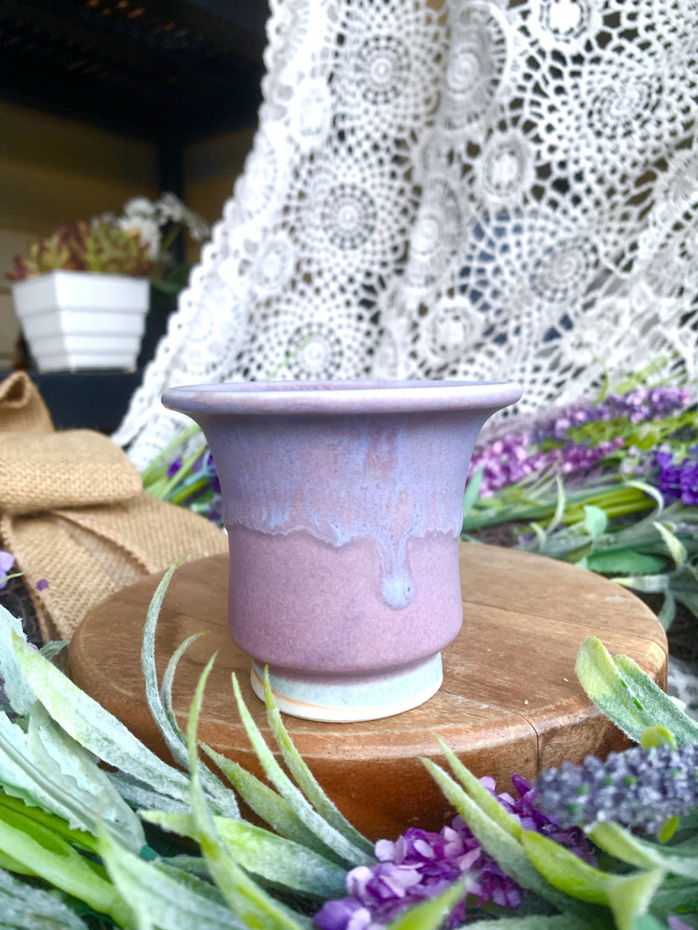 SC-SN0048 Unique Handmade Pottery Planter Pot - Pot rim diameter: 2.1"