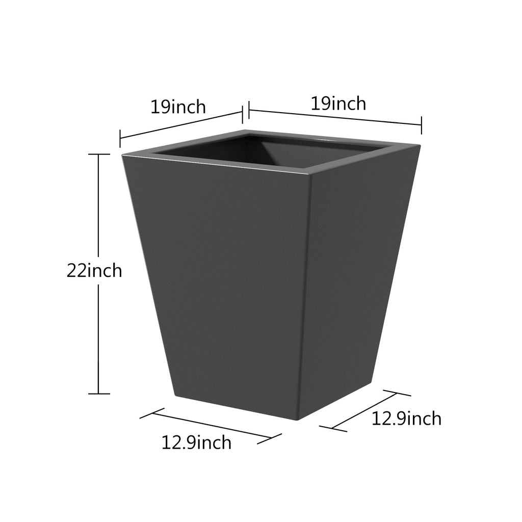 22' H Tall Metal Tapered Planter – Large Outdoor & Indoor Garden Plant Pot with Drainage Hole and Rubber Plug, Stylish Burnished Black Finish for Home and Patio