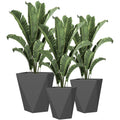 Outsunny Modern Tall Planters Set of 3 with Stackable Design, Drainage Holes, Gray MgO, Various Sizes