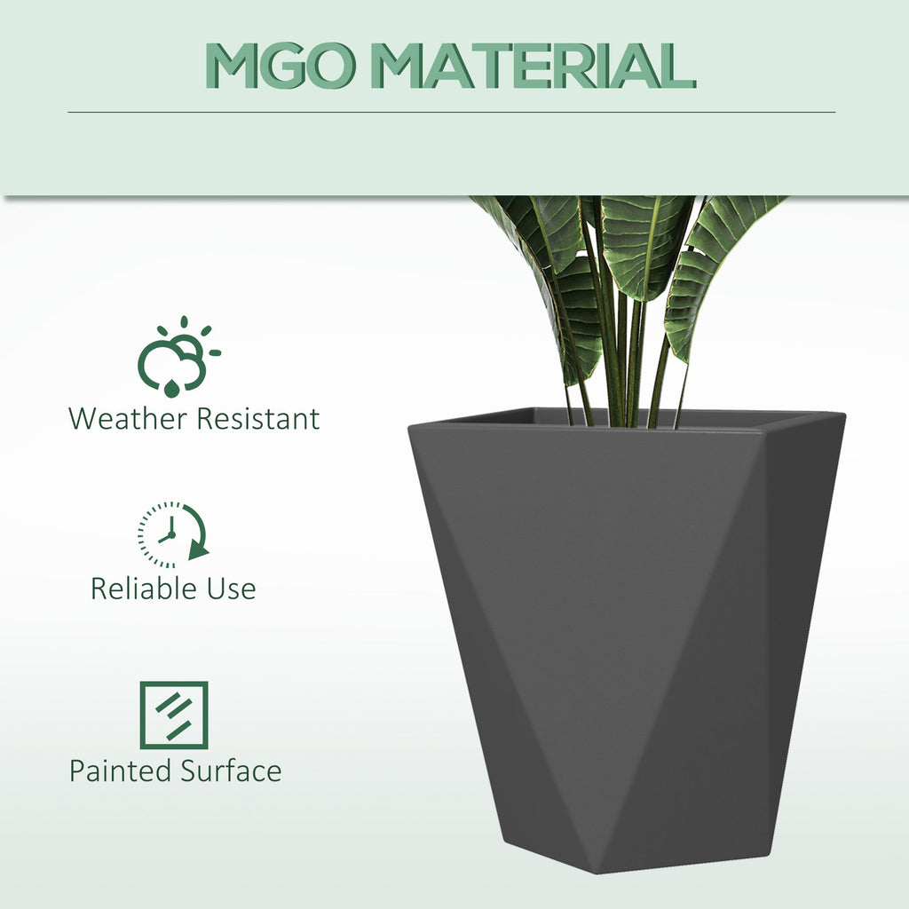 Outsunny Modern Tall Planters Set of 3 with Stackable Design, Drainage Holes, Gray MgO, Various Sizes