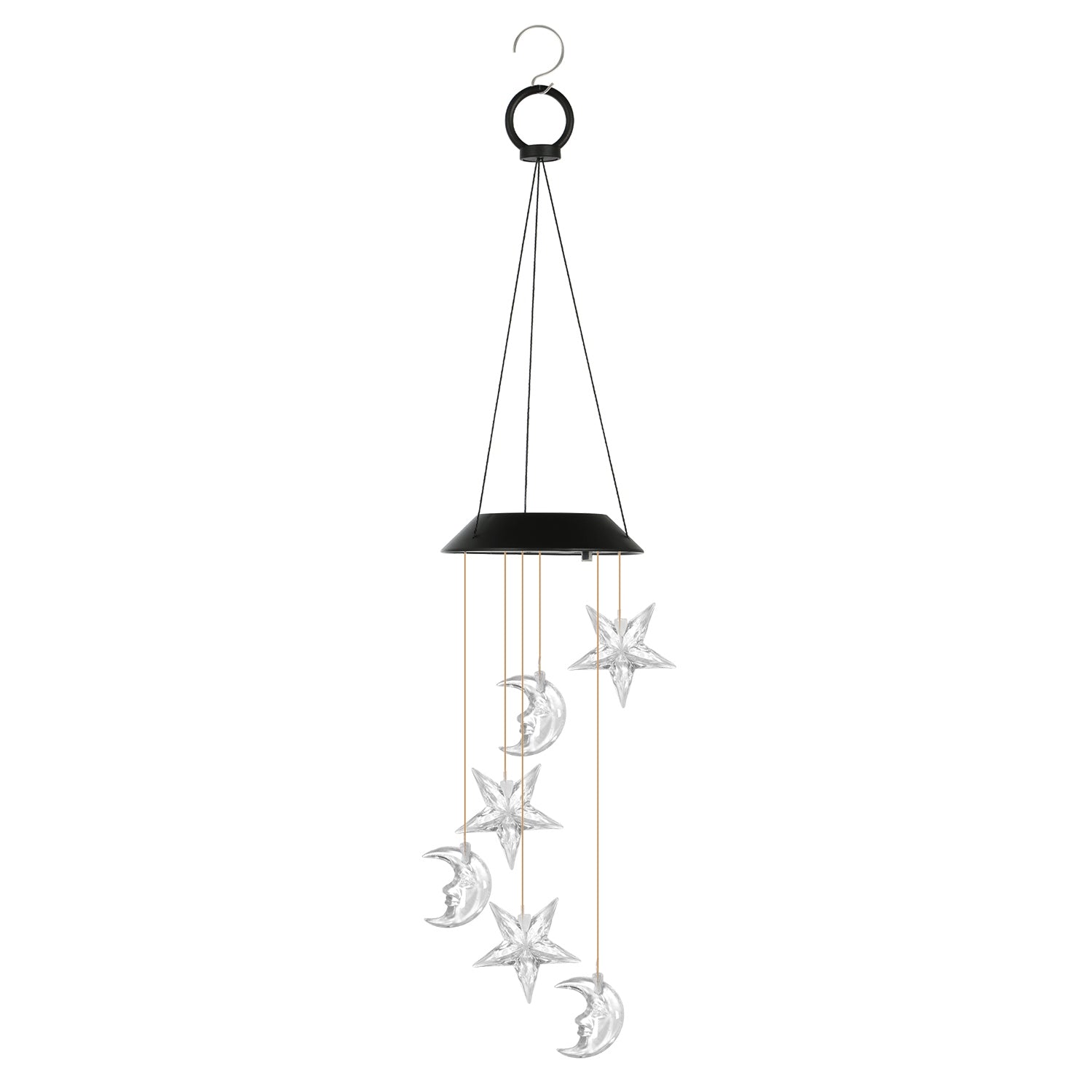 2Pack Solar Moon and Star Wind Chimes 7 Color Changing Wind Chimes for Outside IPX4 Waterproof Outdoor Garden Yard Decor