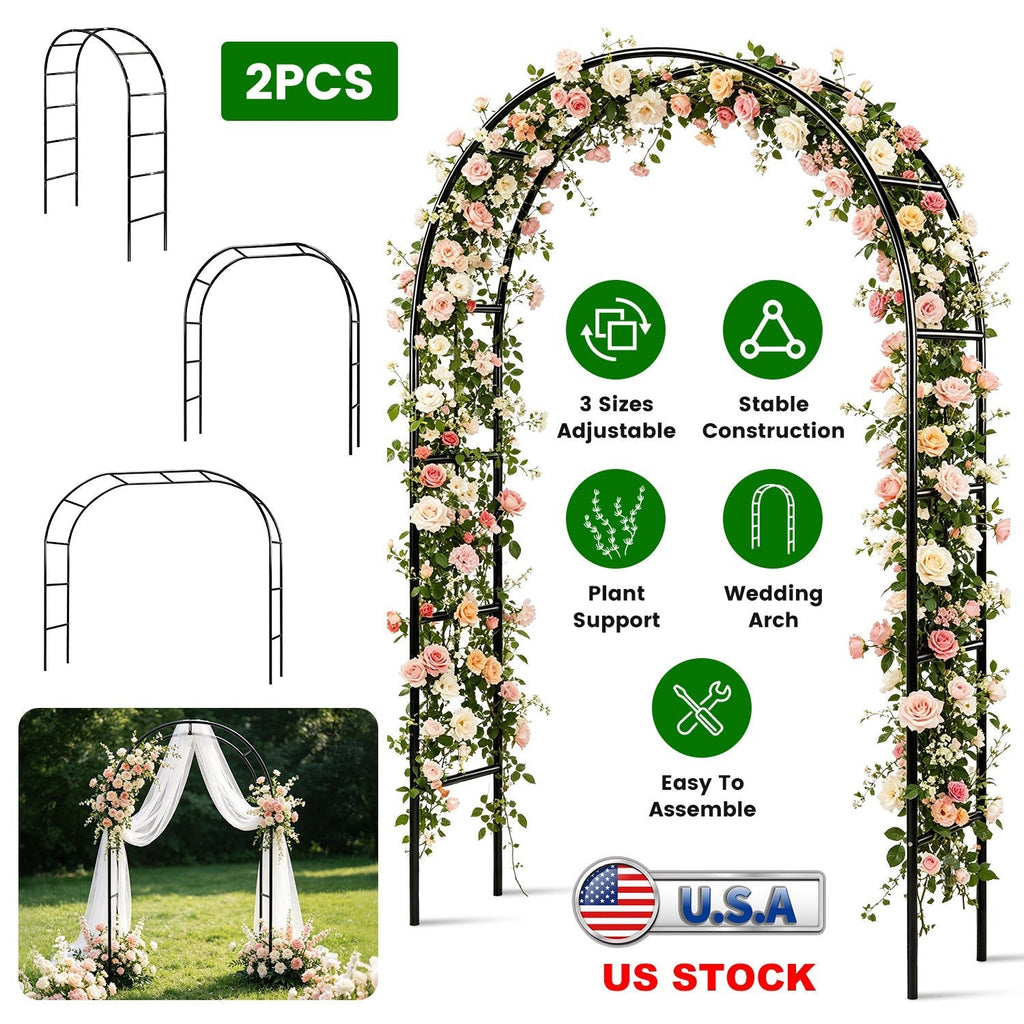 Adjustable Metal Garden Arch for Climbing Plants - 7.87ft Tall