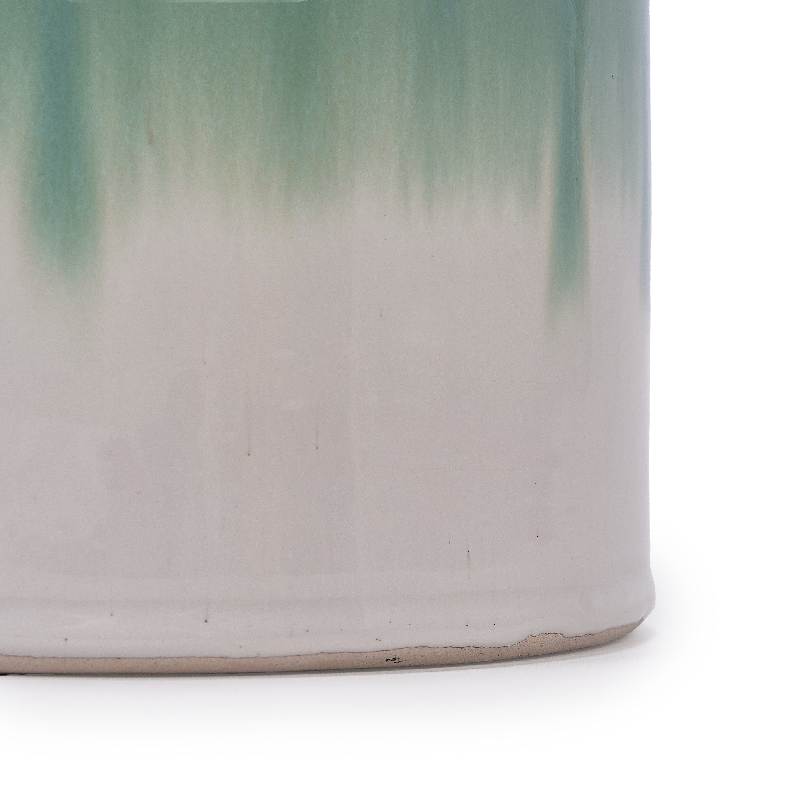 Set of 2 Gradient Ceramic Flowerpot, Modern Planter for Patio, Garden, Windowsill - White Green