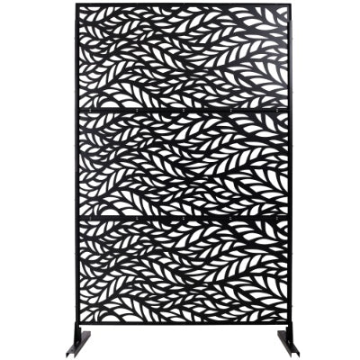 Metal Outdoor Privacy Screen 76x48 Inch, Freestanding Decorative Garden Panel