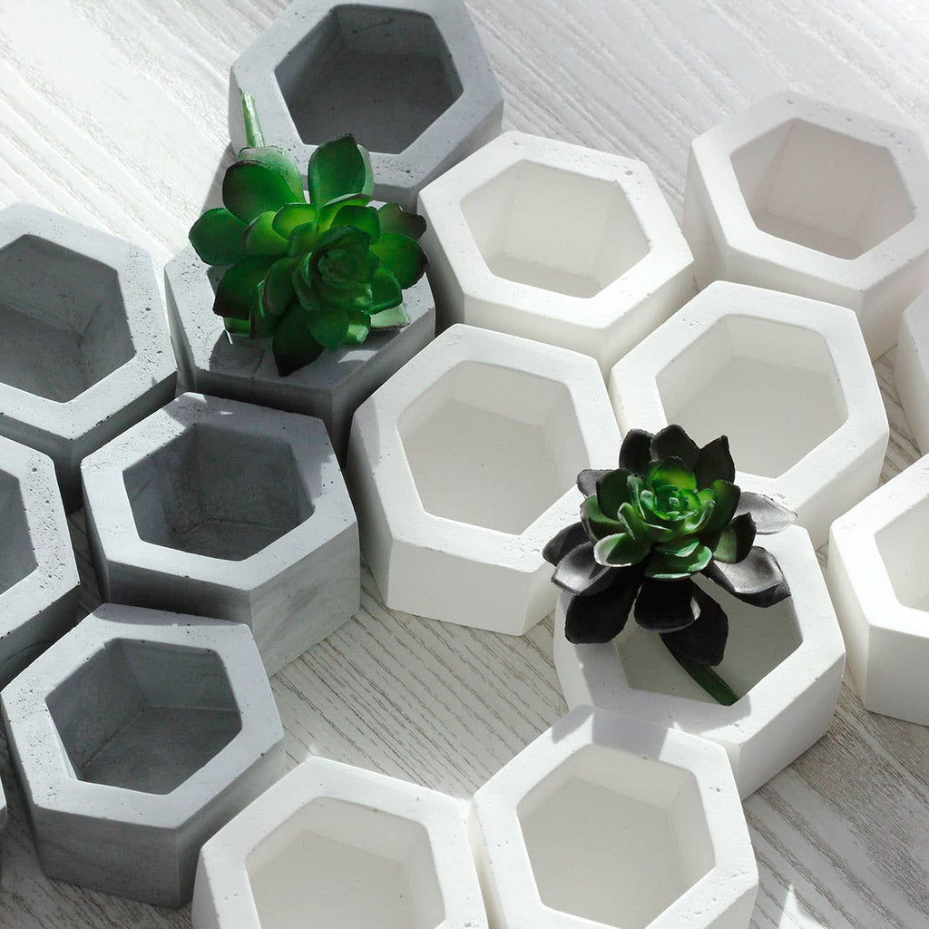 Hexagonal Cement Planter – Geometric Concrete Pot