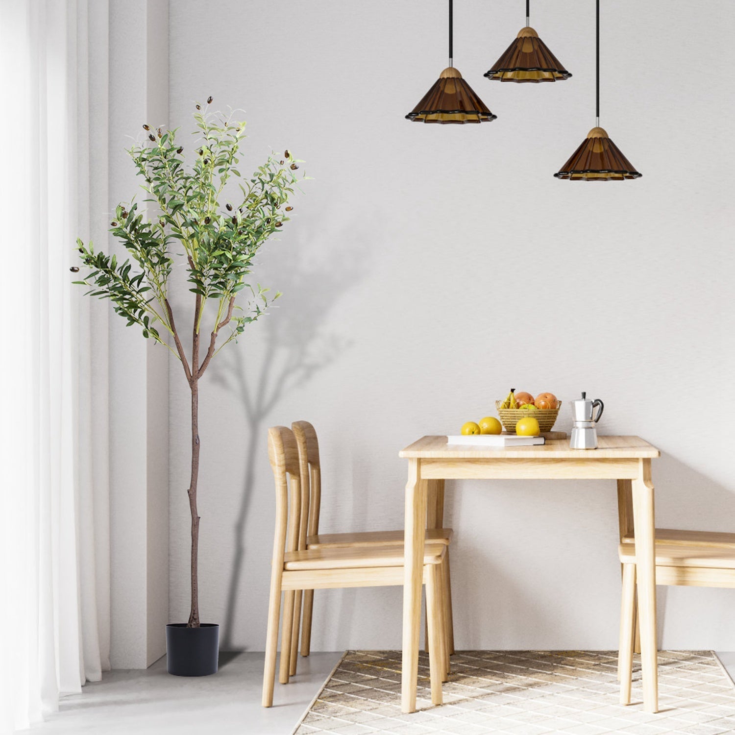 5.9FT Artificial Olive Tree Tall Fake Olive Plant Faux Potted Olive Tree with Lush Olive Branches and FruitsÊwith Black Planter Pot for Modern Home Of