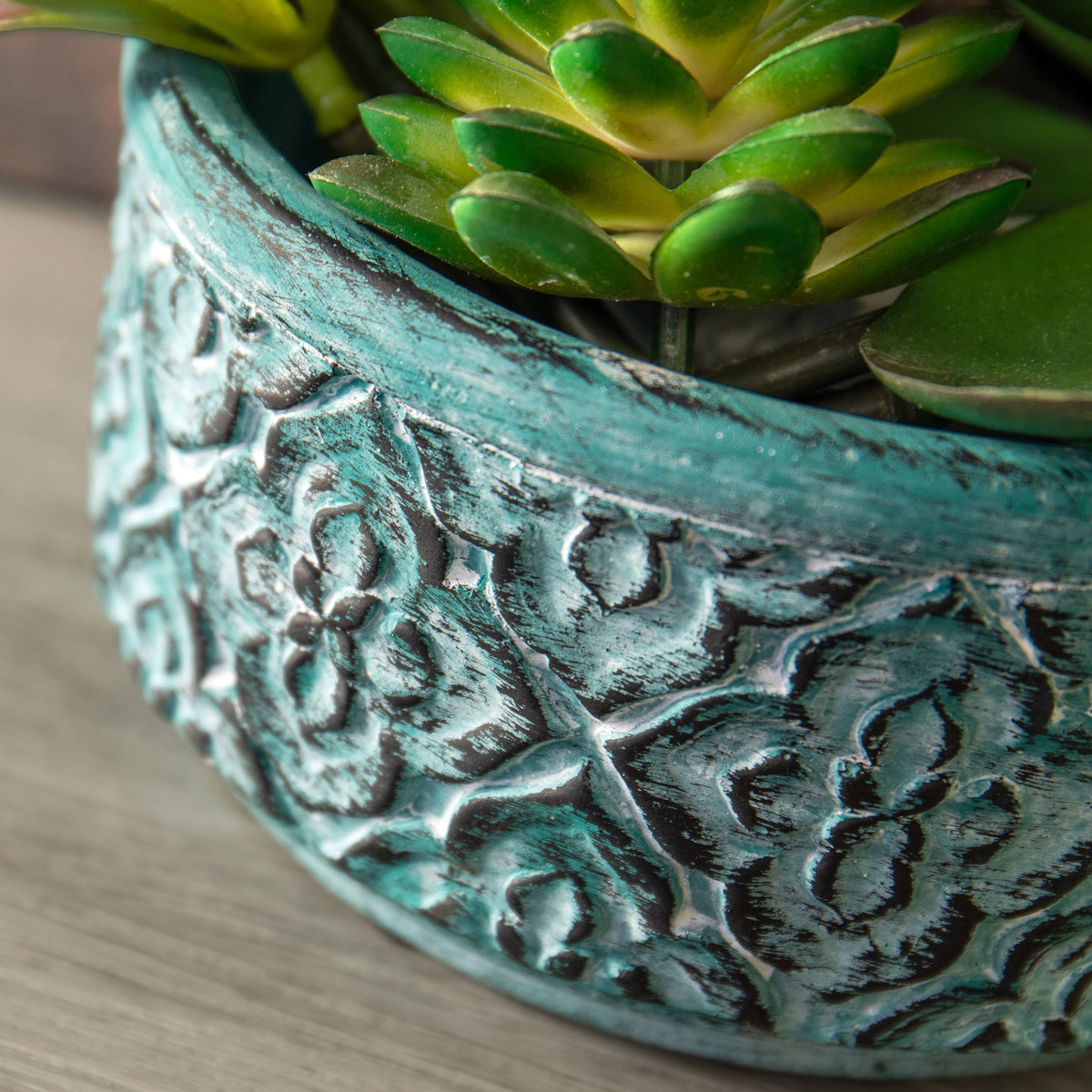 Turquoise 3.75" Cement Pot