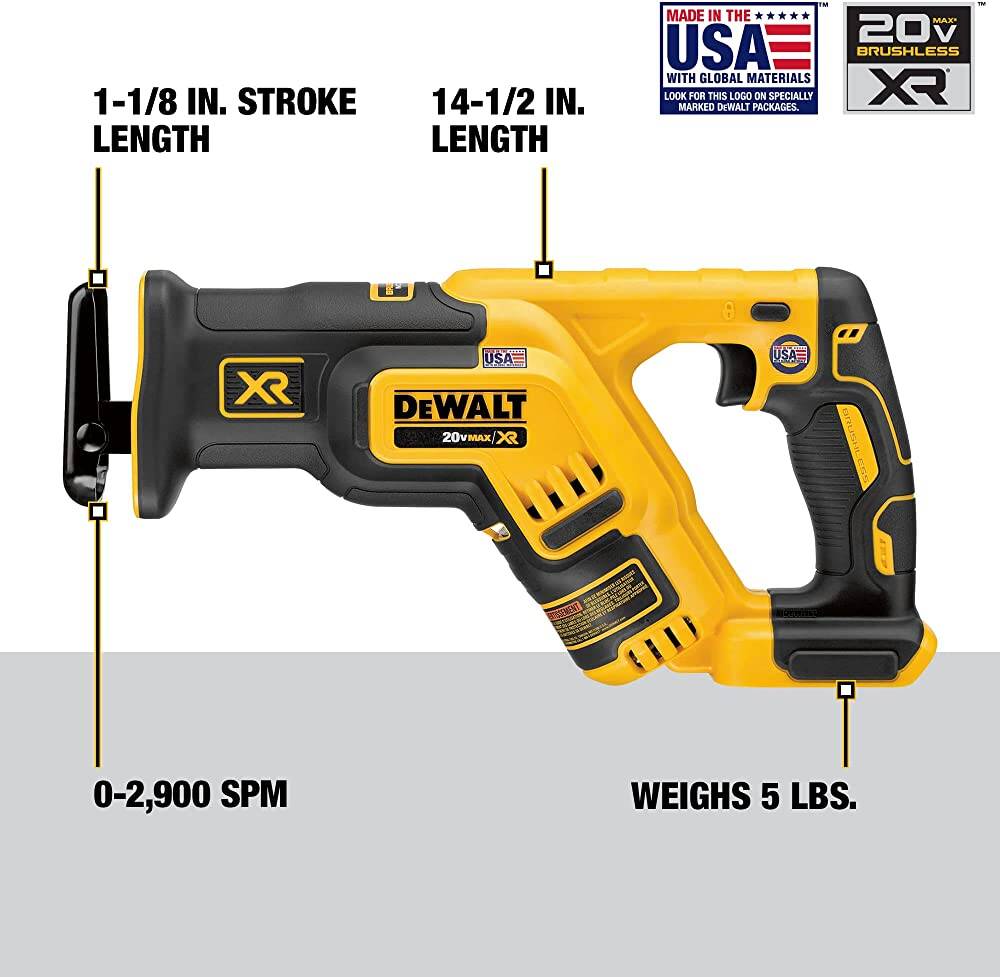 DEWALT DCS367B 20V MAX* XR Reciprocating Saw Compact (Tool Only)
