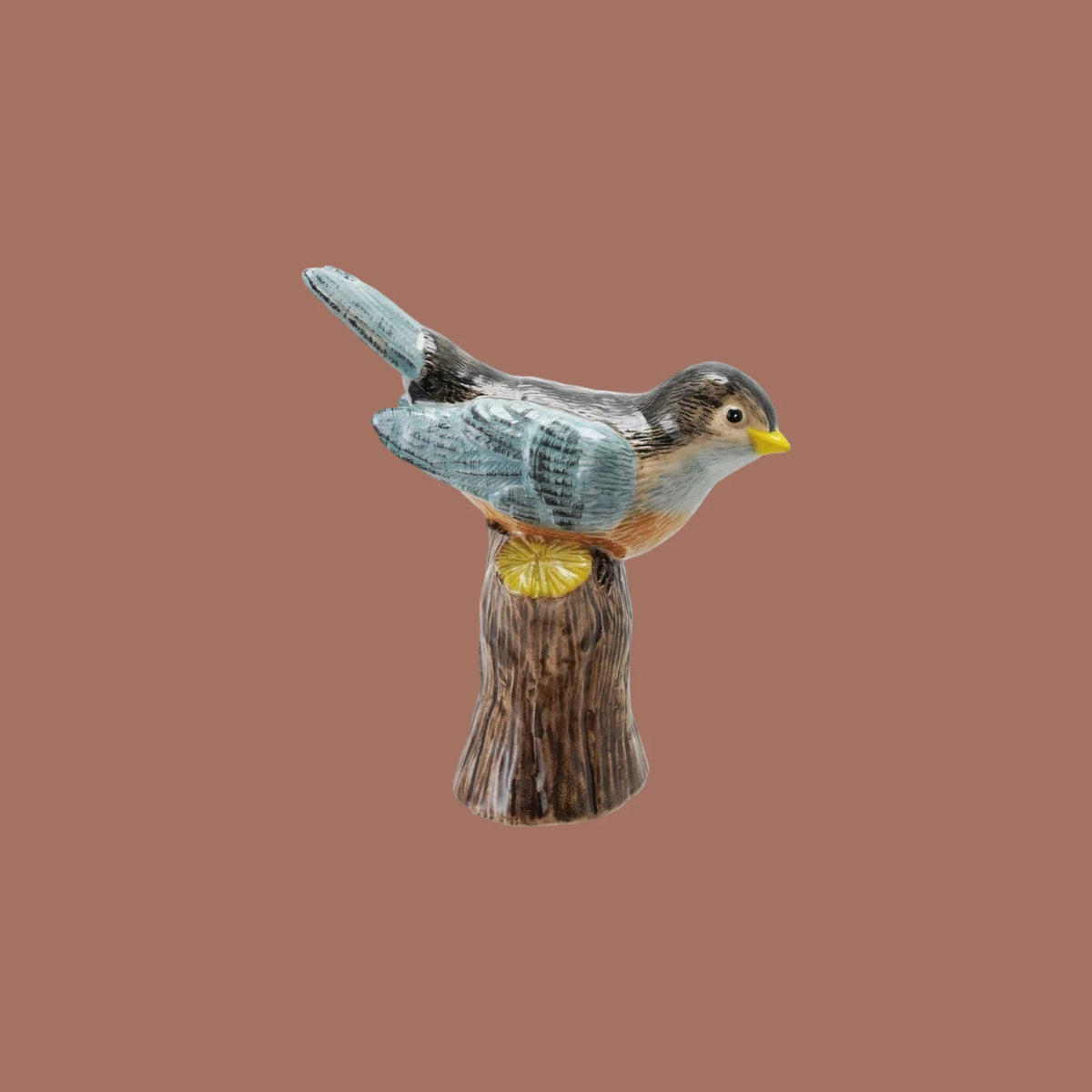 Stoneware Bird on Log Shaped Vase