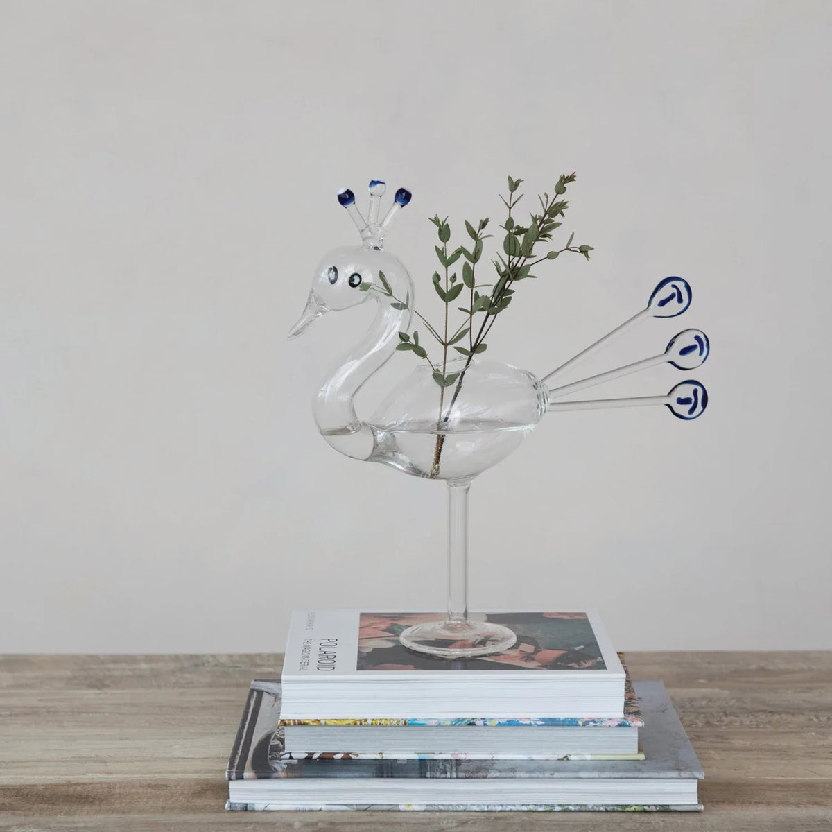 Handmade Glass Peacock Shaped Vase