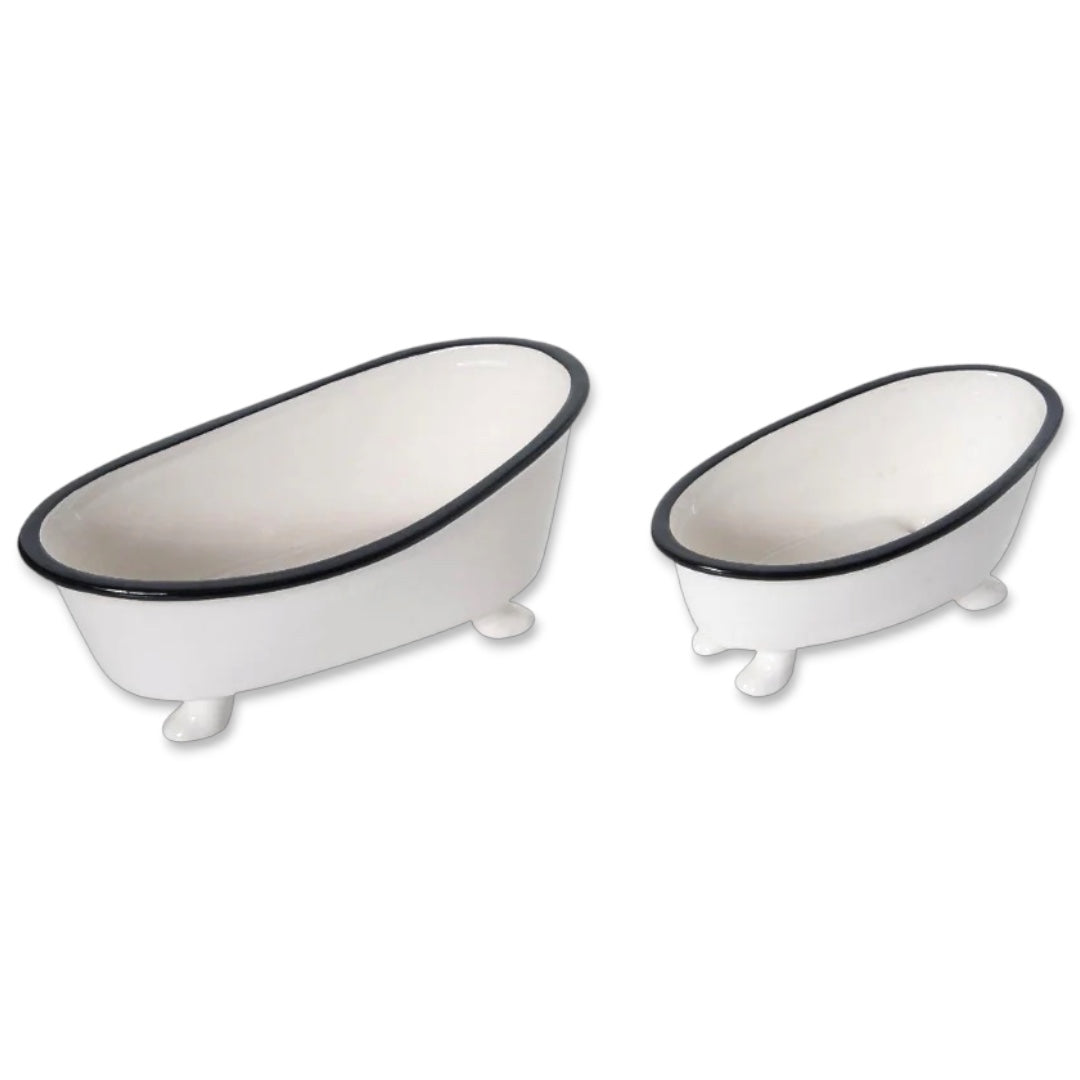 Ceramic Enamel Bathtub Planter & Soap Holder