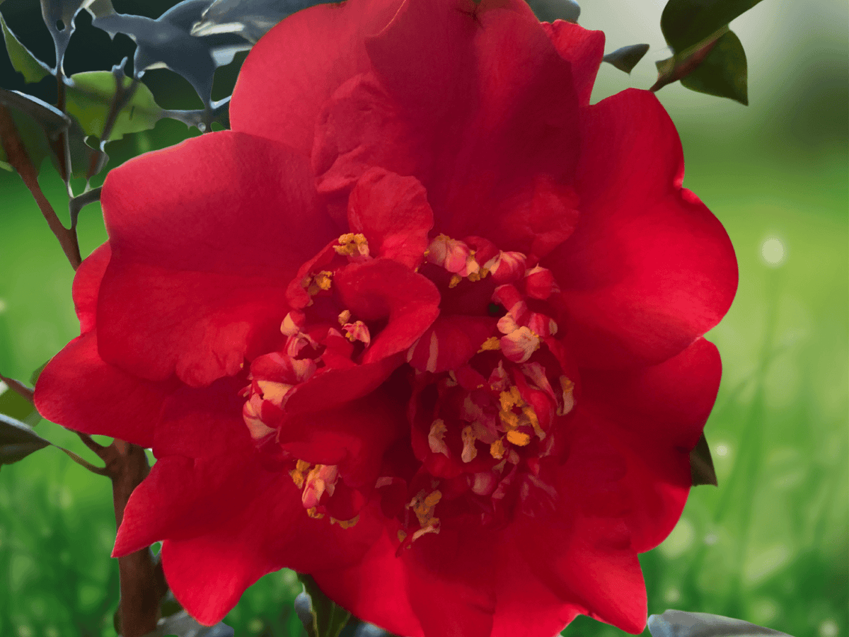 1 Live Plant April Tryst Camellia Japonica Starter Plant 4L Red Blooming Shrub