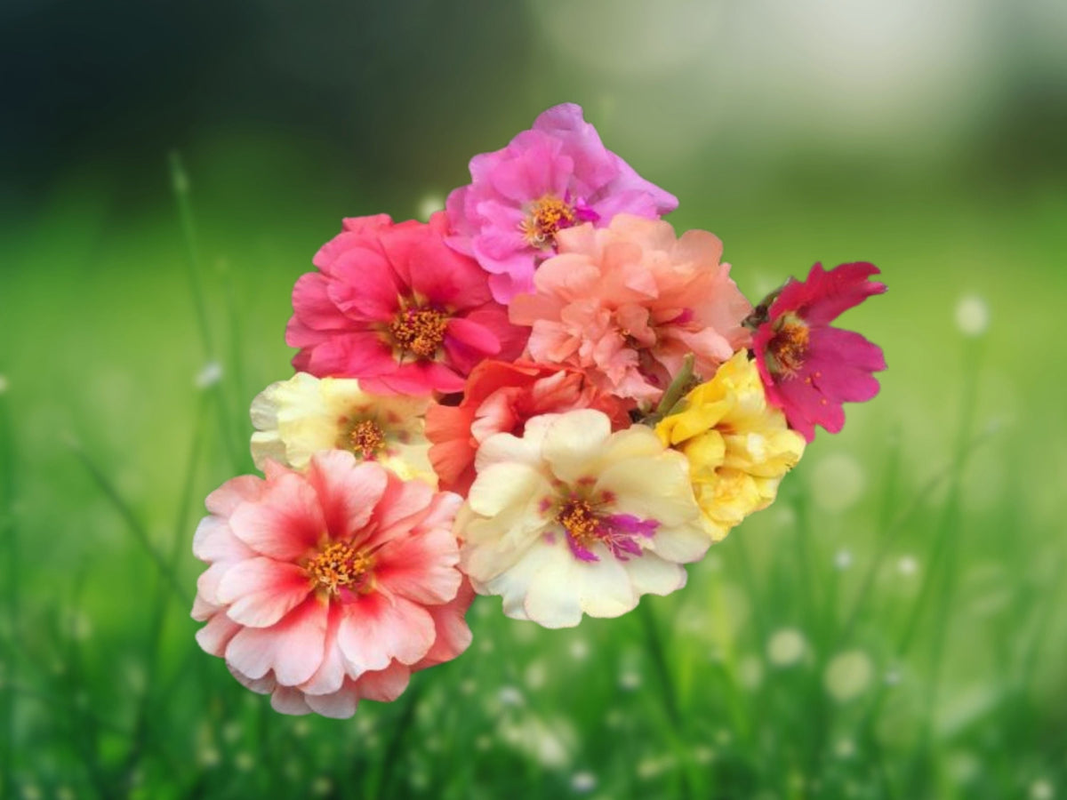 100 Double Mix Moss Rose Seeds - Vibrant Ruffled Annual - Easy-Grow Drought-Tolerant Flower Seeds for Sunny Gardens