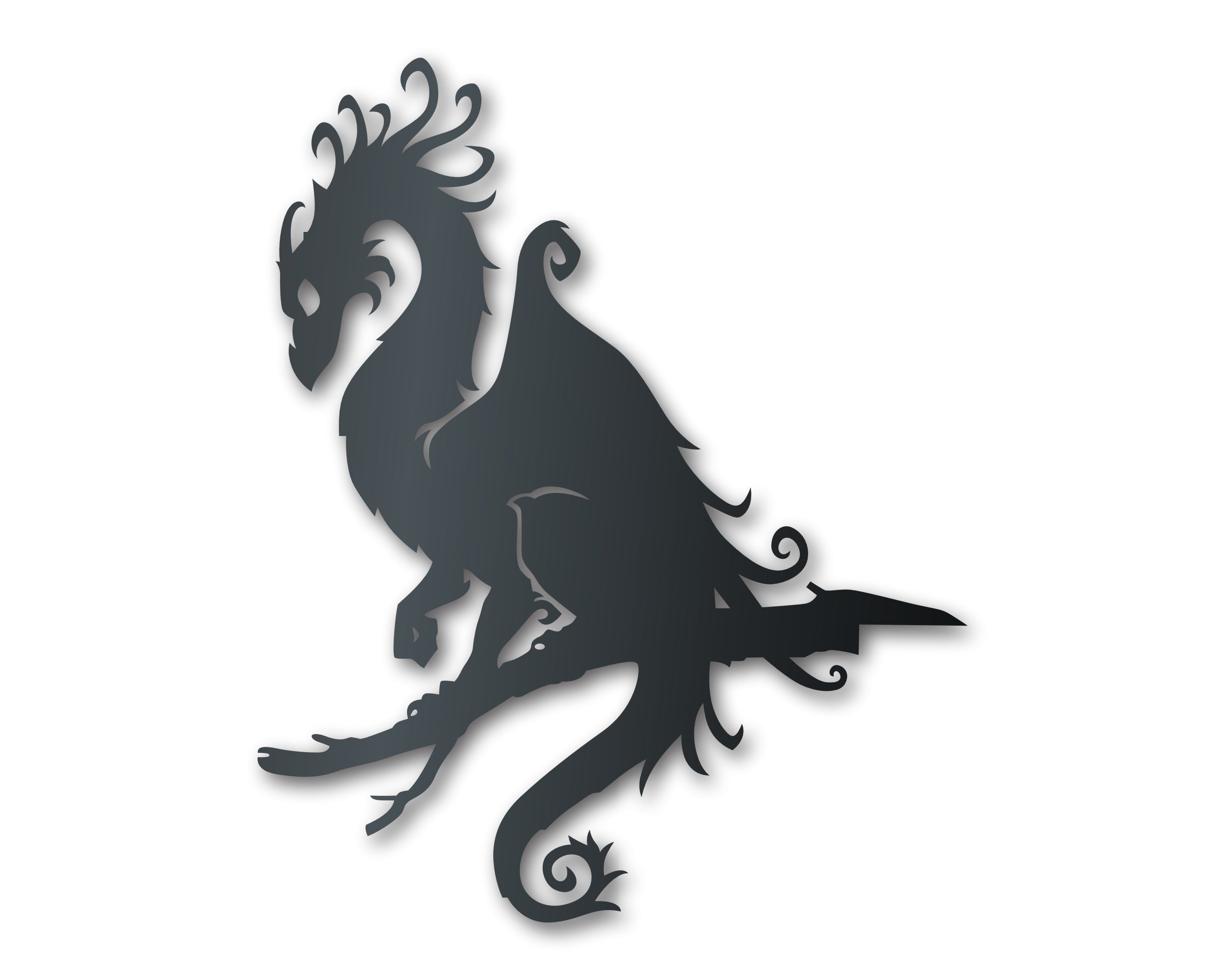 Metal Dragon Tree Stake | Fantasy Dragon Sign | Indoor Outdoor | Up to 46" | Over 20 Color Options