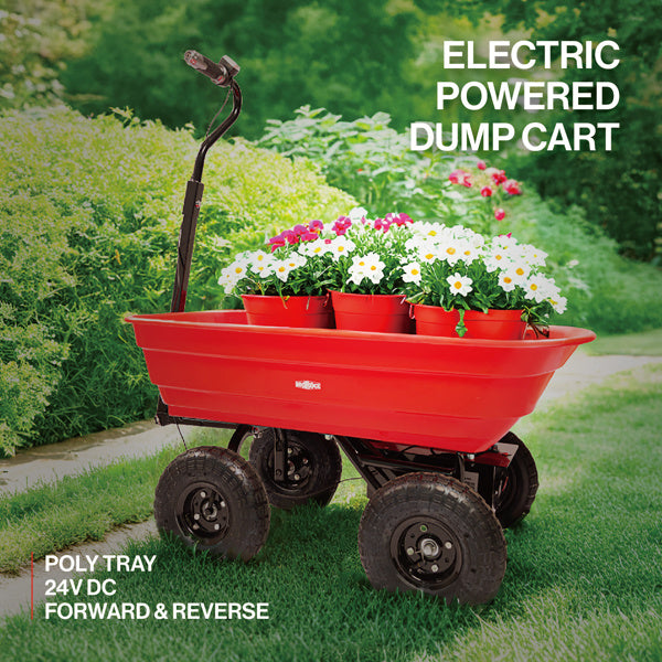wheelbarrow electric Hassle-free assemble: this utility cart's durable steel frame is easy to Assemble while the sturdy poly tub is easy to clean and rust-resistant electric garden cart